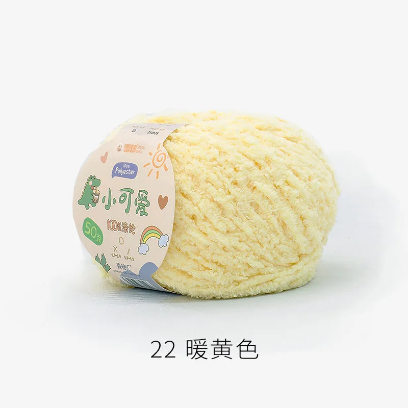 22 warm yellow Color Short Plush Polyester Yarn For Crochet And Knitting Crafts