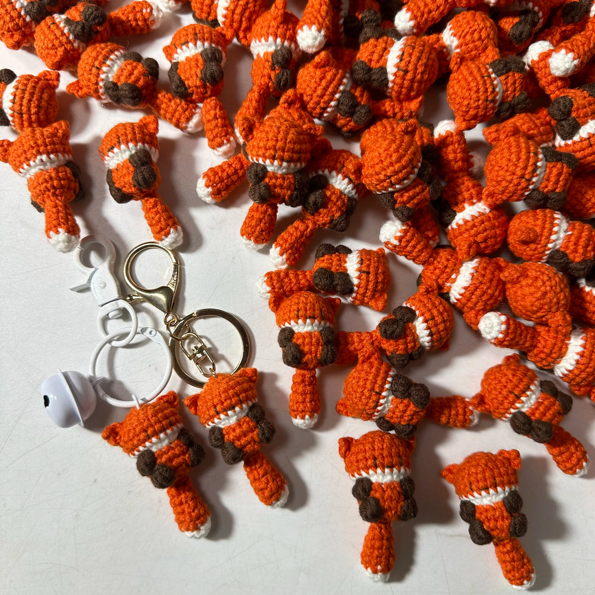 Handmade Mini Fox Crochet Pendant Keychain Gift Charm