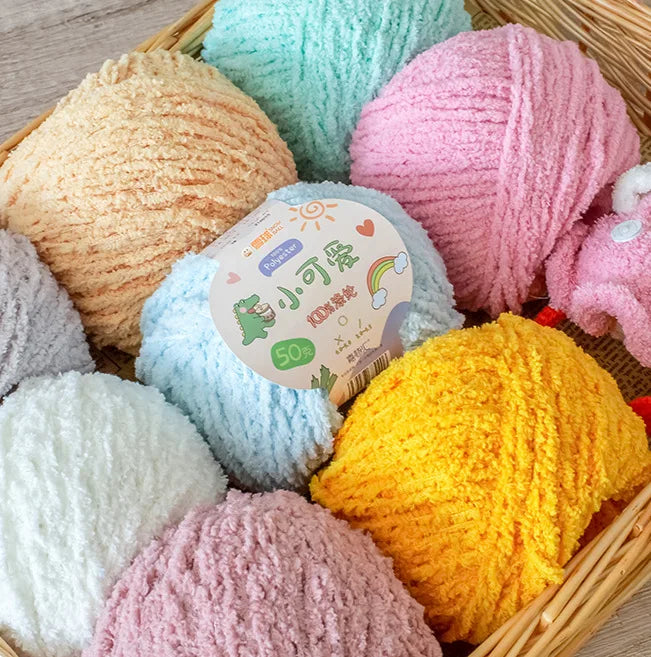 Short Plush Polyester Yarn For Crochet And Knitting Crafts