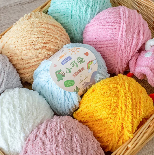 Short Plush Polyester Yarn For Crochet And Knitting Crafts