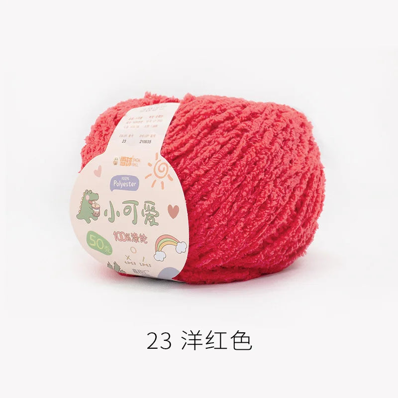 23 Magenta Color Short Plush Polyester Yarn For Crochet And Knitting Crafts