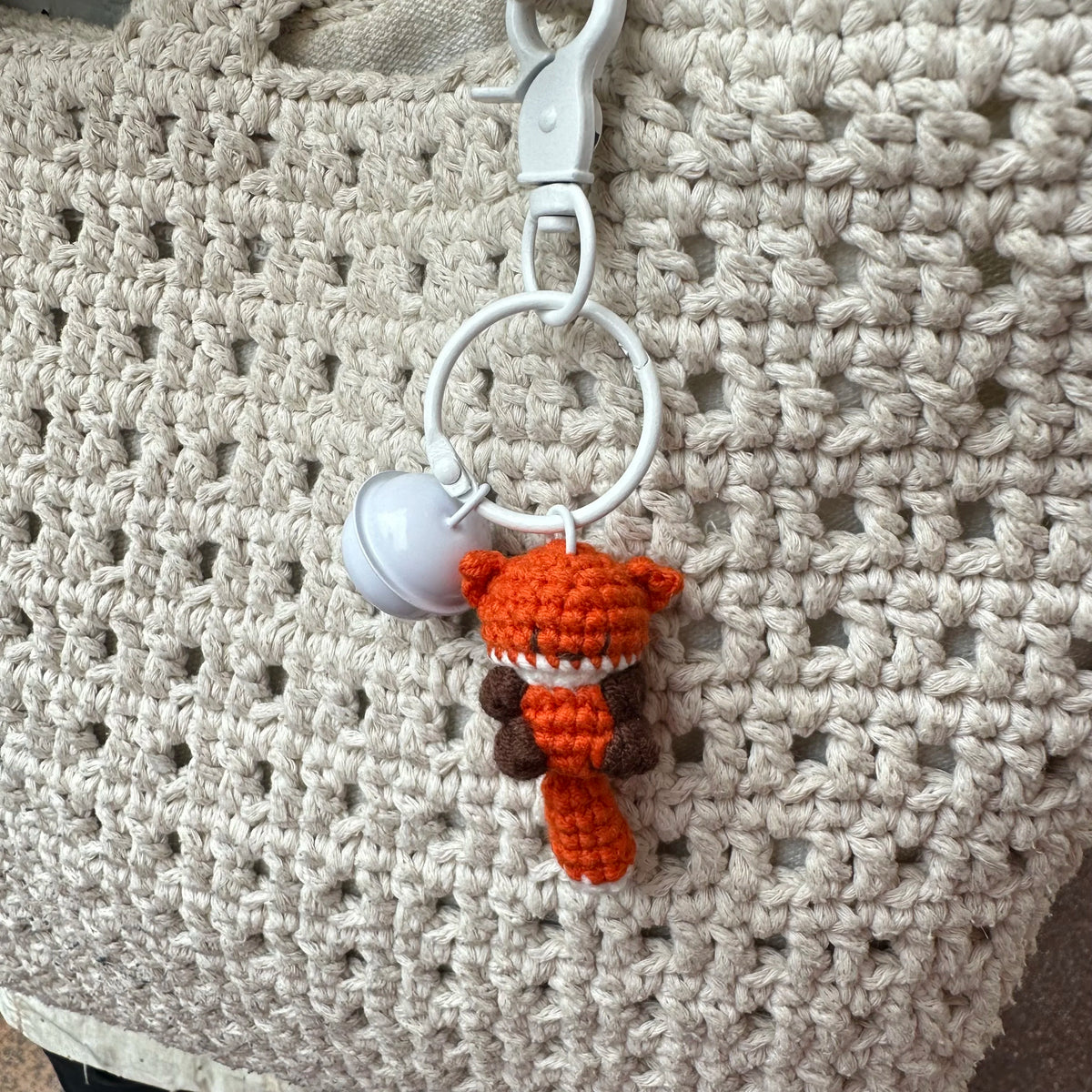 White Fox-1 piece Color Handmade Mini Fox Crochet Pendant Keychain Gift Charm
