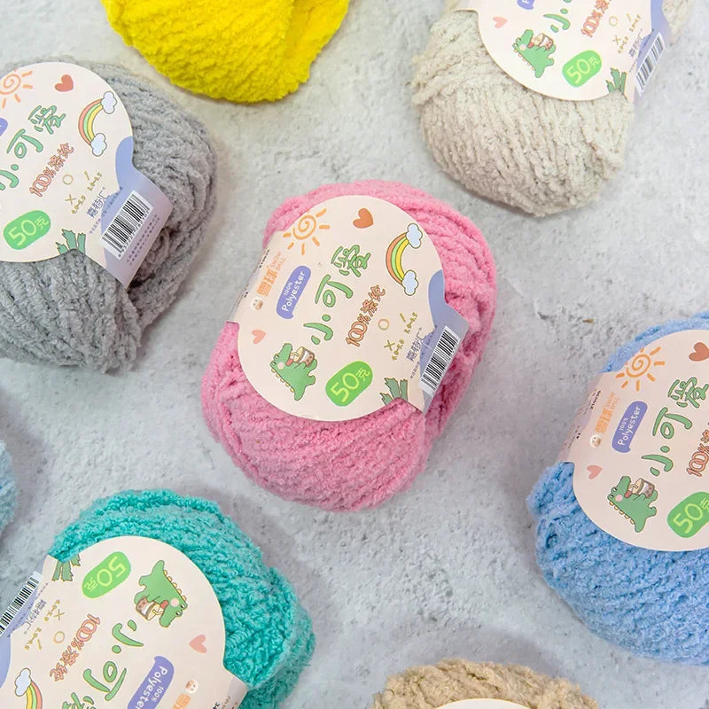 Short Plush Polyester Yarn For Crochet And Knitting Crafts