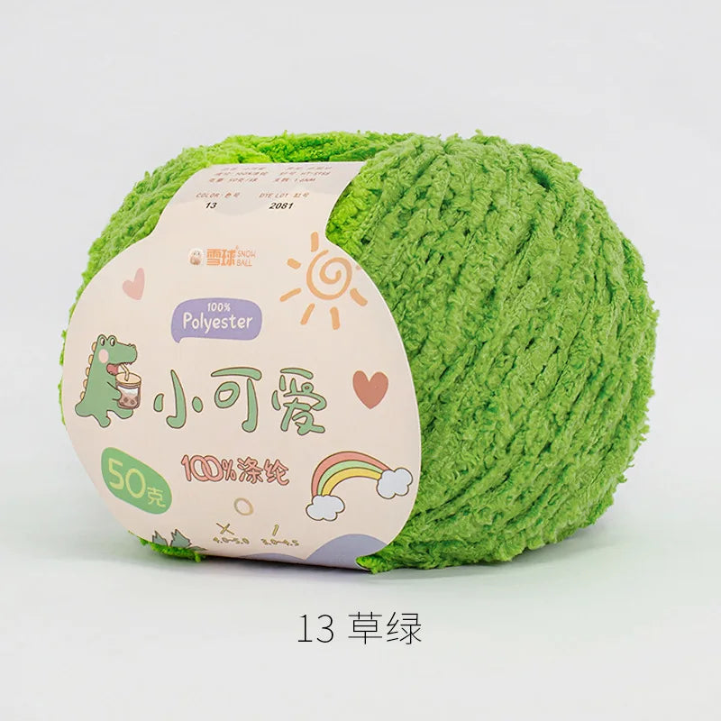 13 grass green Color Short Plush Polyester Yarn For Crochet And Knitting Crafts