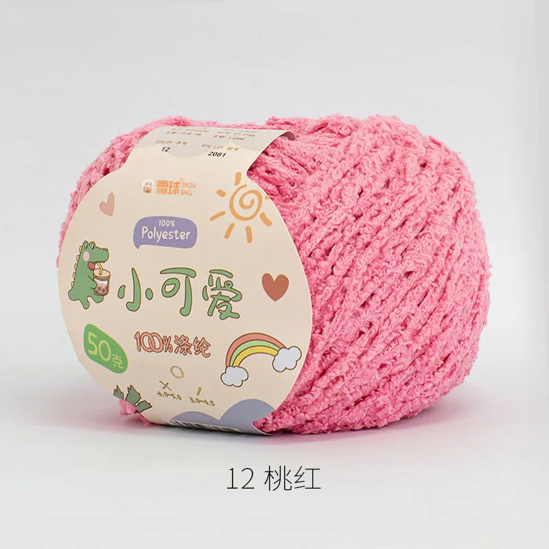 12 pink Color Short Plush Polyester Yarn For Crochet And Knitting Crafts