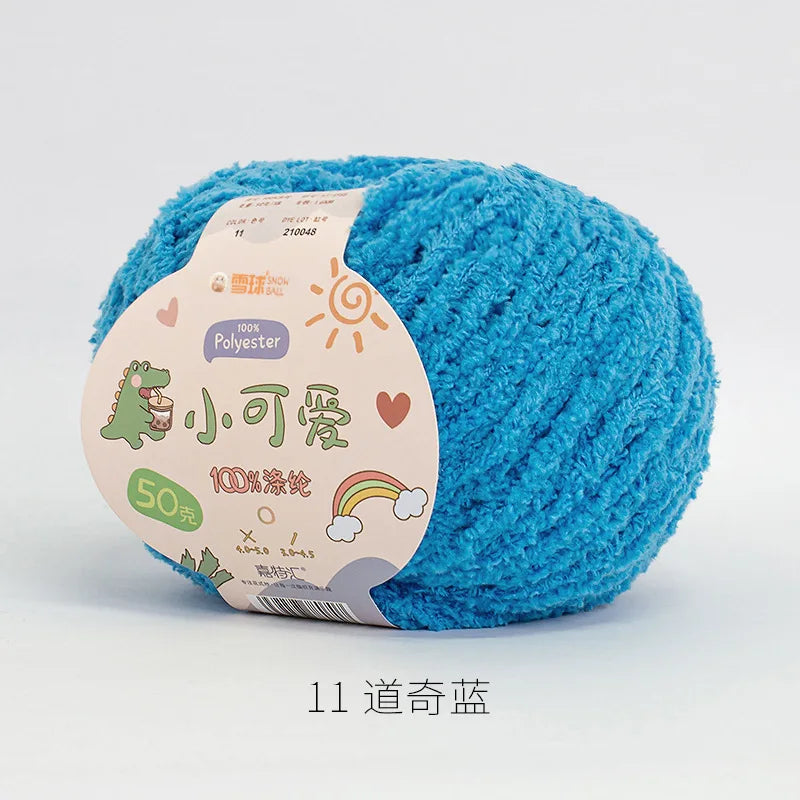 11 Dodge Blue Color Short Plush Polyester Yarn For Crochet And Knitting Crafts