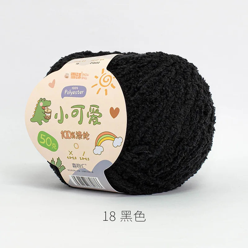 18 black Color Short Plush Polyester Yarn For Crochet And Knitting Crafts