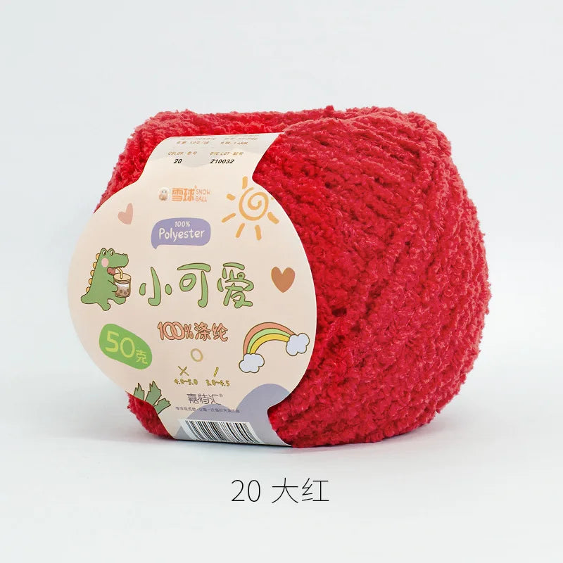 20 Red Color Short Plush Polyester Yarn For Crochet And Knitting Crafts