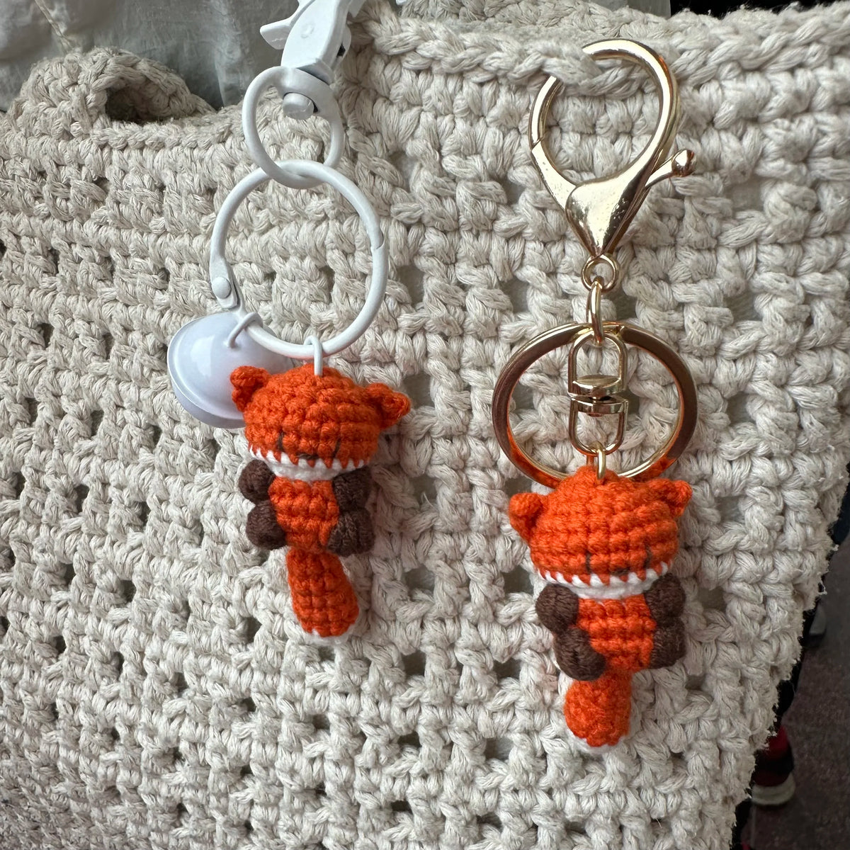 Handmade Mini Fox Crochet Pendant Keychain Gift Charm